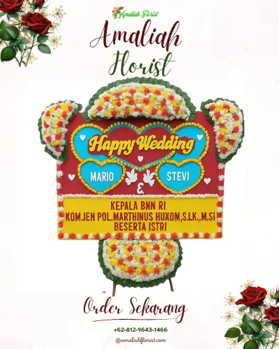 Karangan Papan Bunga Pernikahan di Ranuyoso